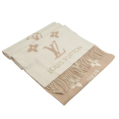 【Louis Vuitton 路易威登】LV M78123 經典印花純喀什米爾羊毛雙面寬版披肩長圍巾(現貨)