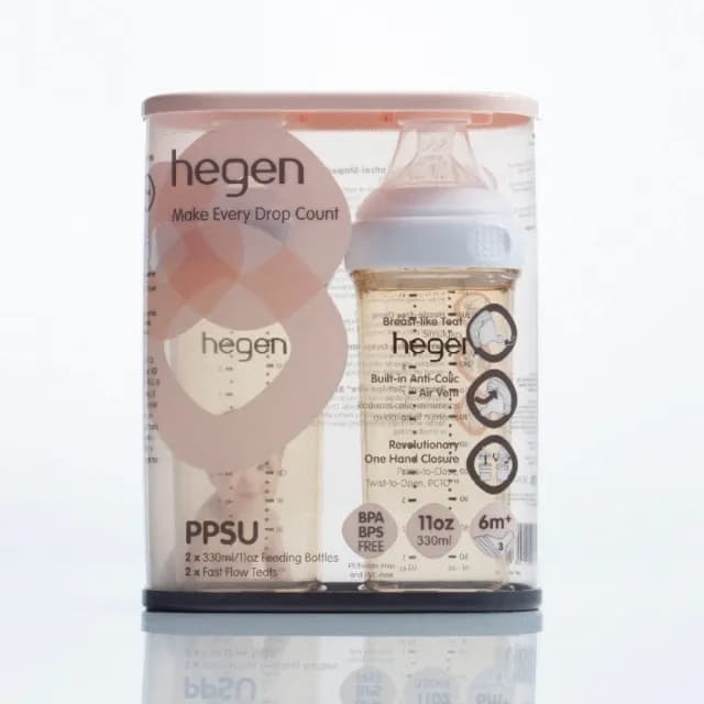 【hegen】金色奇蹟PPSU多功能方圓型寬口奶瓶 330ml(雙瓶組)