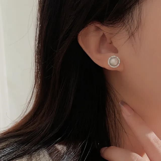 【Paiya 派亞】新品925銀經典淡水珍珠耳釘女簡約百搭氣質鑲鋯石耳飾(交換禮物/過年送禮)