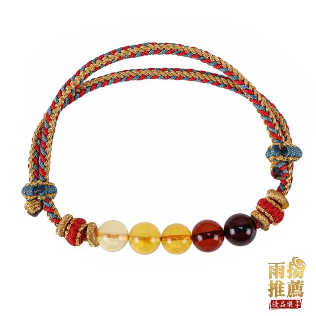 【雨揚】【週年慶】五色琥珀開運手鍊