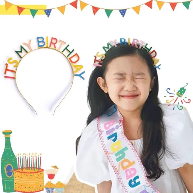 【生日快樂】韓系生日派對髮箍(韓系 慶生 髮箍 髮飾 生日禮物 拍照道具 生日佈置)