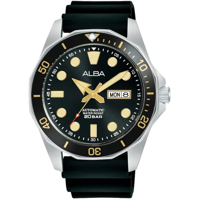 【ALBA】雅柏 運動風200米潛水機械錶-43mm/膠帶款 情人節 禮物(Y676-X063C/AL4553X1)