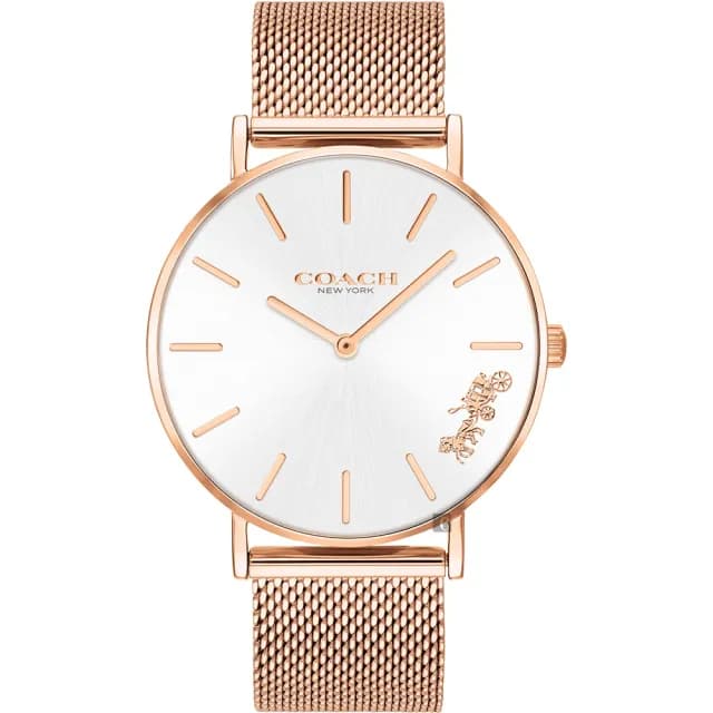 【COACH】Delancey 經典馬車玫瑰金米蘭帶女錶-36mm 母親節 送禮 禮物(14503126)