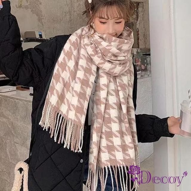 【Decoy】大方千鳥＊流蘇仿羊絨保暖圍巾(多色可選)