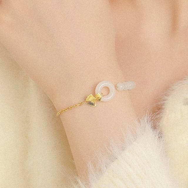 【LEESA】和田玉手鍊\純銀手鏈\平安扣手鍊\玉手鏈\玉手環\女生飾品\小眾手鍊\送女友\送媽媽\禮物