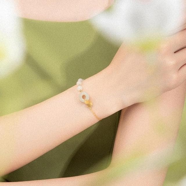 【LEESA】和田玉手鍊\純銀手鏈\平安扣手鍊\玉手鏈\玉手環\女生飾品\小眾手鍊\送女友\送媽媽\禮物