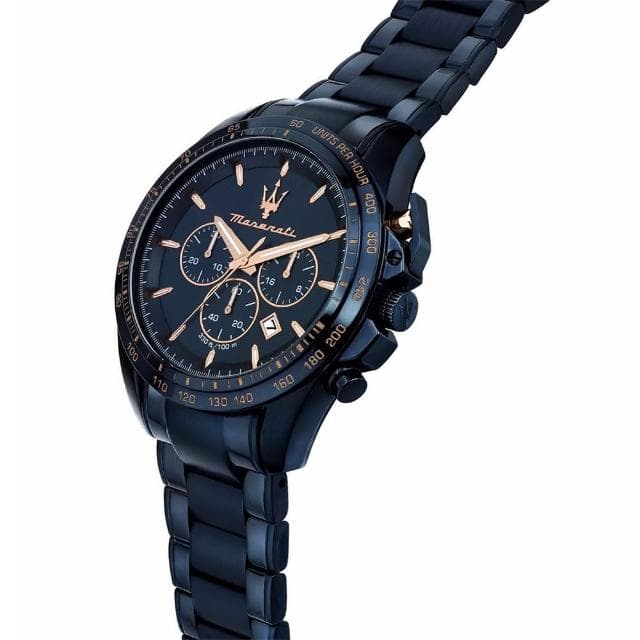【MASERATI 瑪莎拉蒂】Traguardo長征終站系列三眼手錶 靛藍 42MM 送禮 禮物 推薦(R8873612054)