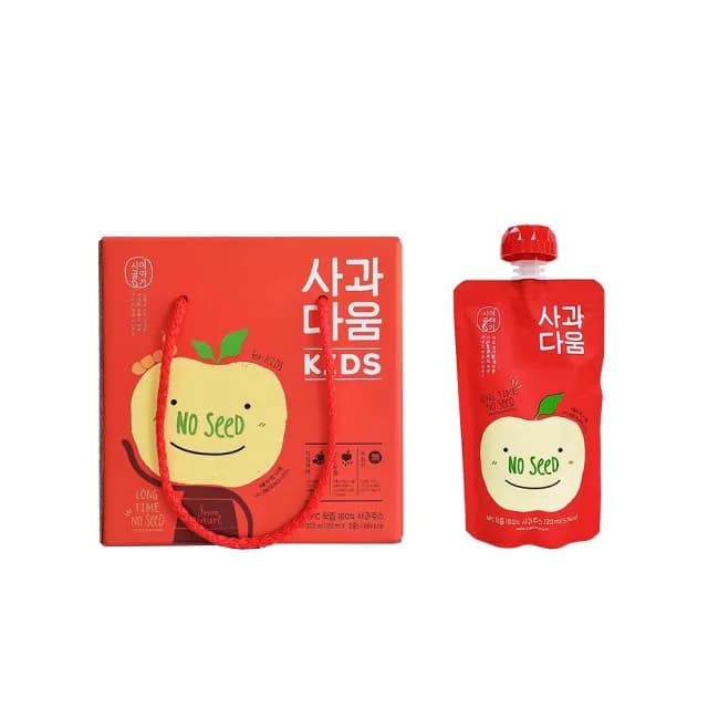 【韓味不二】韓國原裝100%蘋果汁120ml*10入禮盒X1盒(送禮推薦/節日禮盒/春節禮盒/端午)