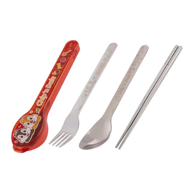 【HOUSUXI 舒希 官方直營】迪士尼奇奇蒂蒂系列-316不鏽鋼餐具三件組-A1