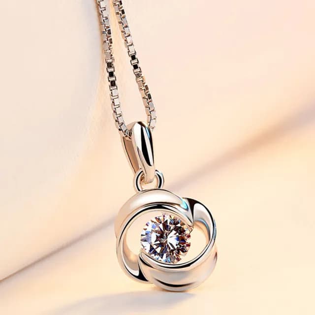 【見證愛情】玫瑰意念純銀3A級鋯鑽項鍊(情人節 愛人 禮物 送禮 女朋友 老婆 大人 結婚 戀愛)