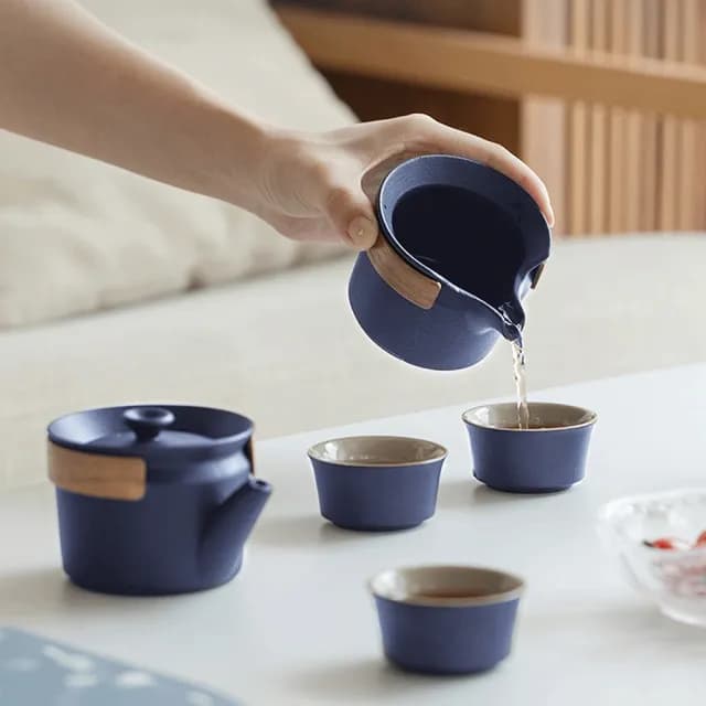 【Life shop】旅行茶具套組/藍色禪風(泡茶組 旅行泡茶 茶具 茶器套裝組)