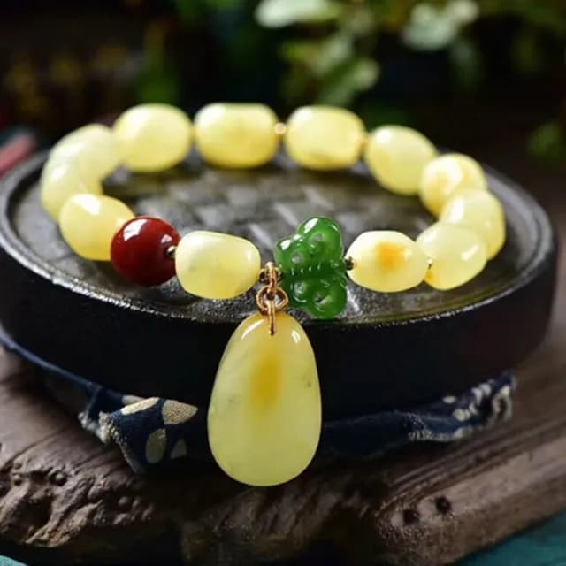 【KT DADA】包包 送長輩 碧玉手鍊 南紅手串 女飾品 送女生 禮物 吊墜手鍊 玉手鍊 天然蜜蠟手鍊 黃蜜