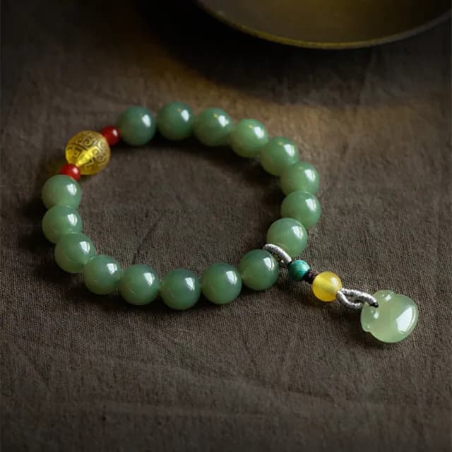 【KT DADA】包包 民族風飾品 女生飾品 如意鎖手鍊 送女生 保平安 禮物 佛珠 玉手鍊 和田青玉手鍊 串