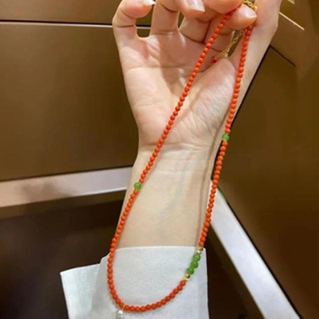 【LEESA】南紅串珠項鍊\玉項鍊\珍珠項鍊\碧玉項鍊\串珠項鍊\米粒項鍊\鎖骨鍊\氣質項鍊\頸鍊\送女生禮物