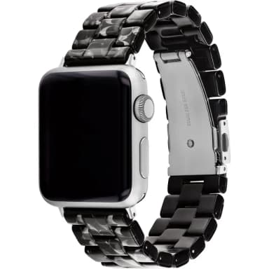 【COACH】Apple Watch 錶帶 38/41/42mm 適用 錶帶 - 黑色C字玳瑁紋 520禮物 送禮(不含手錶)