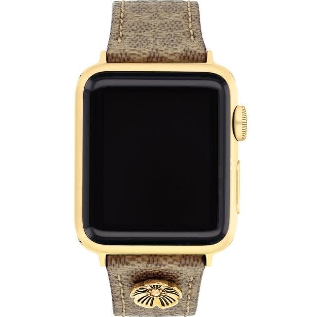 【COACH】Apple Watch 錶帶 38/40/41mm 適用 皮錶帶 - 褐色C字 母親節 送禮 禮物(不含手錶)