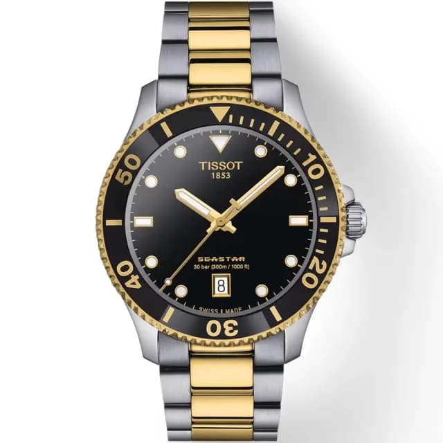 【TISSOT 天梭 官方授權】海洋之星300米潛水對錶 情侶手錶 禮物(T1204102205100+T1202102205100)