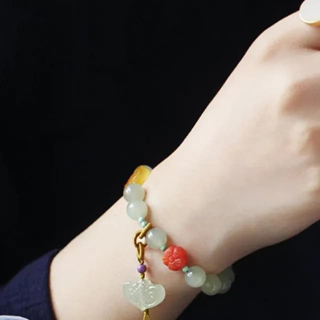 【LEESA】蜜蠟手串\南紅手串\玉手鍊\和田玉手鍊\保平安\中國風手鍊\女飾品\送長輩\生日禮物\串