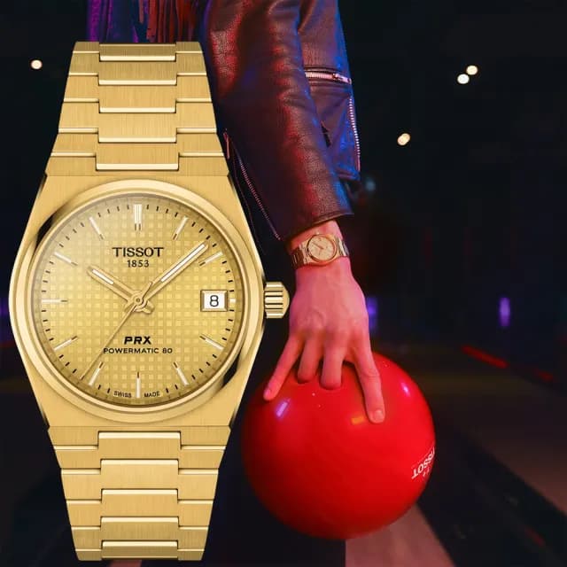 【TISSOT 天梭】PRX系列 70年代復刻機械錶-金/35mm 禮物 送禮 推薦(T1372073302100)