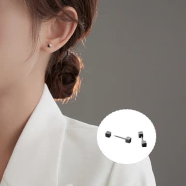 【A&R】潮流簡約黑色幾何銅系螺絲耳釘款耳環 三款任選(男女適用 鎖珠 耳骨 養耳洞 個性 情人節 生日禮物)