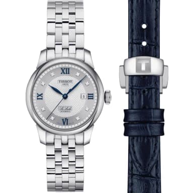 【TISSOT 天梭 官方授權】力洛克 48小時動力儲存真鑽羅馬數字機械套錶-29mm 情人節 禮物(T0062071103601)