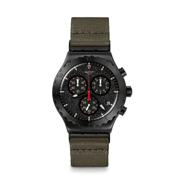 【SWATCH】BY THE BONFIRE 金屬運動手錶/男錶/女錶/瑞士製造 YVB416(43mm)