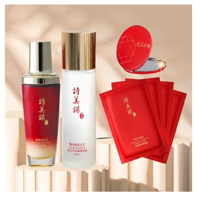 【詩美諾】高級東方人蔘草本保濕賦活精選六件組(精華乳100ml+精華露150ml+面膜28ml*4片)