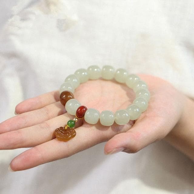 【MoonDy】粗手環 和田玉手鍊 玉手鍊 蘋果珠桶珠 串珠手環 平安手鍊 避邪手鍊 送長輩 送女生 生日禮物