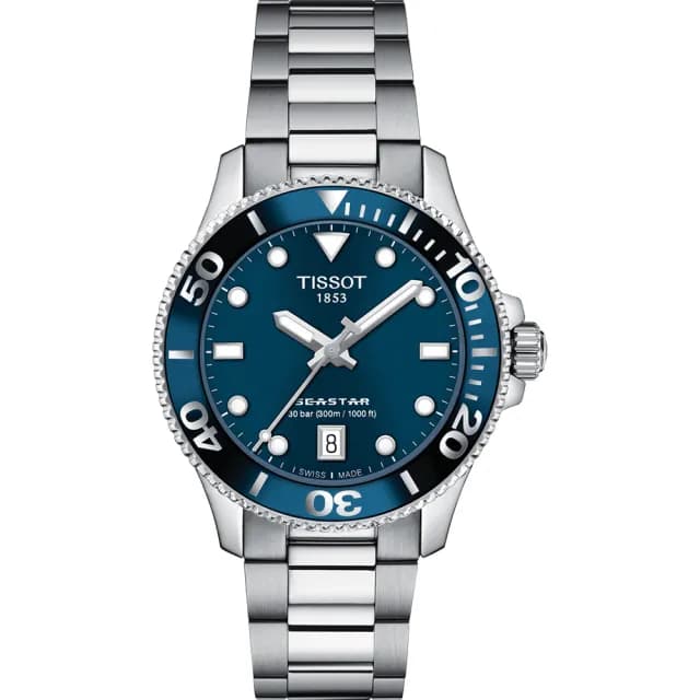 【TISSOT 天梭 官方授權】海洋之星300米潛水對錶 情侶手錶 禮物(T1204101104100+T1202101104100)