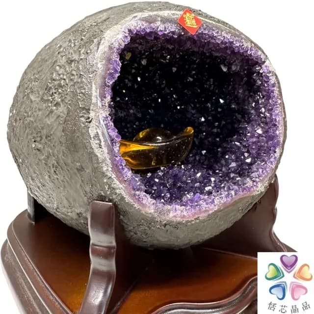 【恬芯晶品】JC33頂級烏拉圭紫晶洞3.29KG錢袋子(圓洞聚財招財貴人開運風水帝王紫水晶新居禮物新年新春)