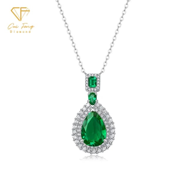 【CF鑽飾】項鍊 培育祖母綠《遐想》雙11限定 禮物(哥倫比亞祖母綠 祖母綠項鍊 生日)