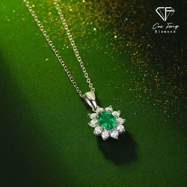 【CF鑽飾】項鍊 培育祖母綠《華茵》雙11限定 禮物(哥倫比亞祖母綠 祖母綠項鍊 生日)