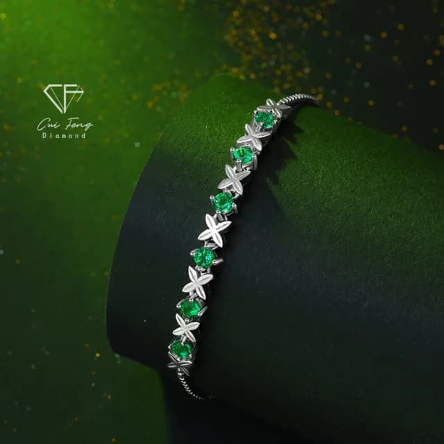 【CF鑽飾】手鍊 培育祖母綠《咫尺》雙11限定 禮物(哥倫比亞祖母綠 祖母綠手鍊 生日)
