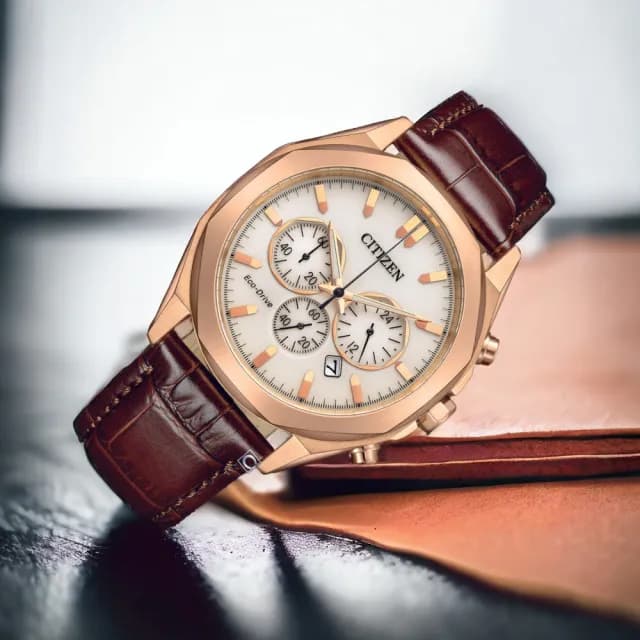 【CITIZEN 星辰】Chronograph 光動能計時腕錶  棕色 男錶 手錶 畢業 禮物 推薦(CA4593-15A)