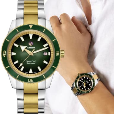 【Rado 雷達表】庫克船長 陶瓷框 自動機械 潛水錶送禮推薦(R32138303)