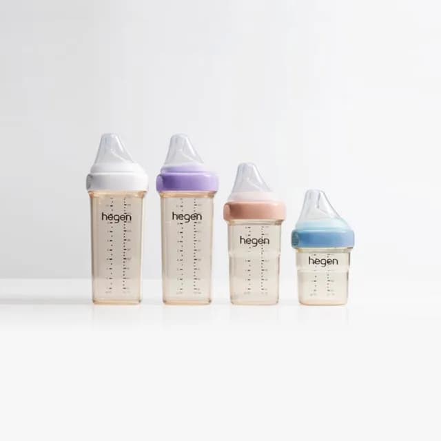 【hegen】金色奇蹟PPSU多功能方圓型寬口奶瓶 240ml - 沁藍(雙瓶組)