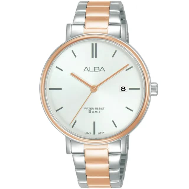 【ALBA】雅柏 CUTiE 輕奢質感 玫金雙色女錶-36mm 情人節 禮物(VJ32-X342KS/AG8N96X1)