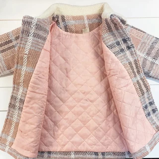 【橘魔法】繽紛獨特格子交叉線條長袖大衣外套(女童 厚外套 大衣 中童 外套 童裝 兒童 保暖)