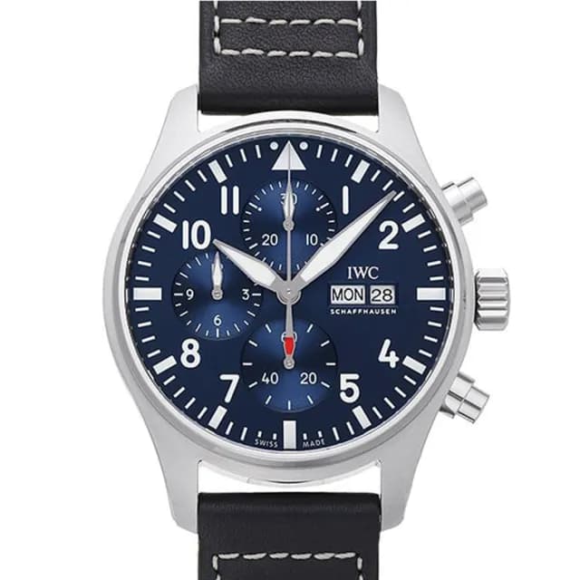 【IWC 萬國錶】飛行員計時藍面藍皮帶x43mm(IW378003)