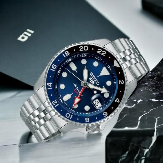 【SEIKO 精工】5 Sports 系列 GMT 兩地時間機械腕錶 指針錶 手錶 禮物 畢業(4R34-00A0D/SSK001K1)