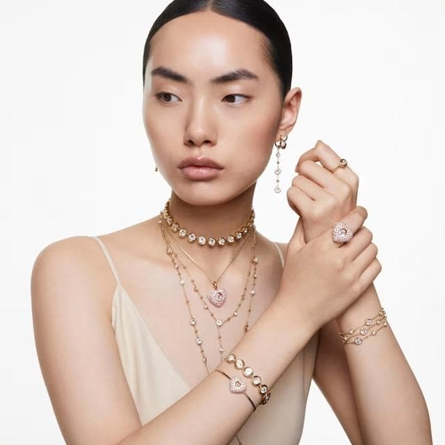 【SWAROVSKI 官方直營】Imber Y形項鏈 圓形切割分散設計 白色 鍍金色色調 交換禮物