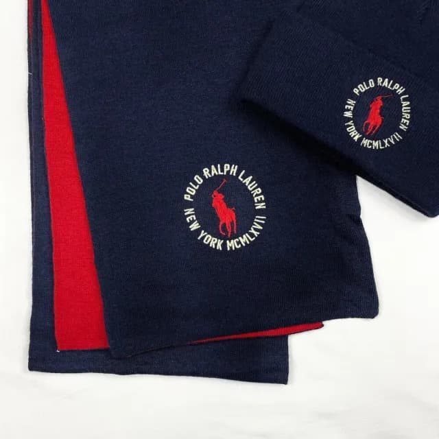 【RALPH LAUREN】Ralph Lauren 毛帽圍巾組 保暖圍巾 刺繡logo polo 針織 配件組合(毛帽 圍巾9722)