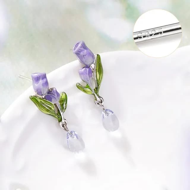 【MISS KOREA】韓國設計浪漫彩繪迷你鬱金香花朵造型耳環(彩繪耳環 鬱金香耳環 花朵耳環)