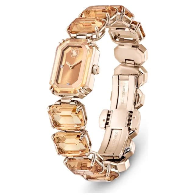 【SWAROVSKI 施華洛世奇】方形 水晶切割 手錶 女錶 百搭 雙11最低價(粉/棕/綠)