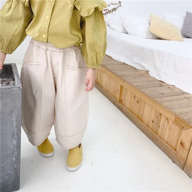 【橘魔法】九分棉布哈倫褲(鬆緊褲頭 寬褲 燈籠褲 褲子 中性款 男童 女童 小童 兒童 童裝)