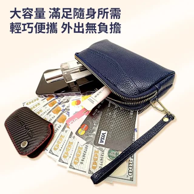 【帕格尼尼paganini】情人節禮物 女真皮牛皮雙拉鍊手拿包 女士皮包(真皮包包 手機包 零錢包 女長夾 女包