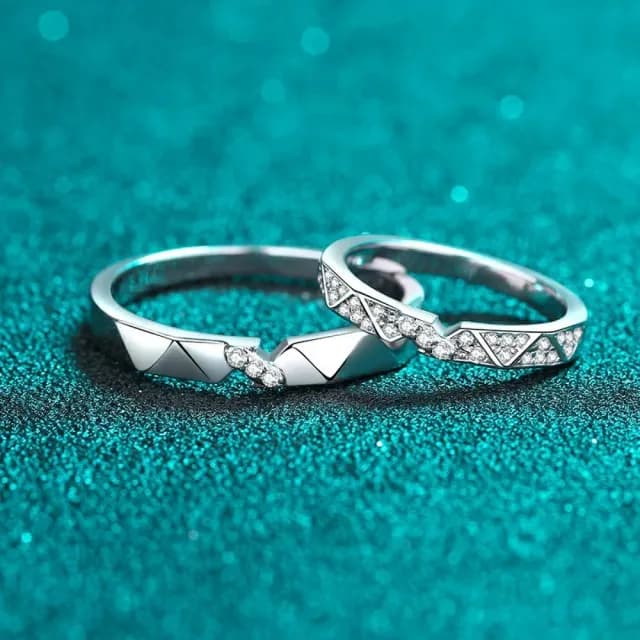 【巴黎精品】現貨+預購 莫桑石戒指925純銀銀飾(簡約幾何圖對戒情侶戒生日情人節禮物男女飾品v1ae66)