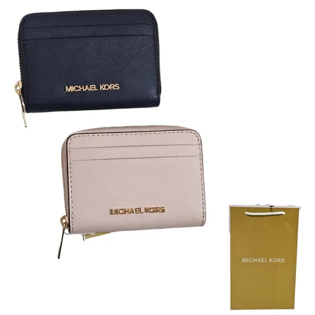 【Michael Kors】防刮皮革拉鍊零錢包/卡包兩色可選(贈原廠紙袋七夕情人節)