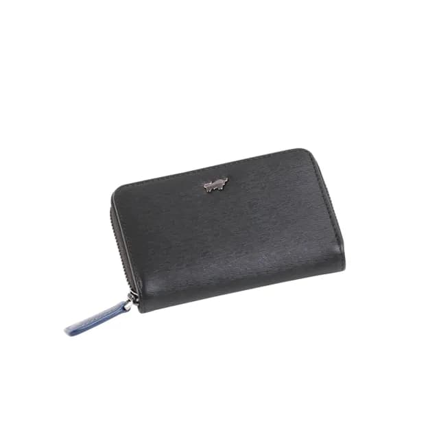 【BRAUN BUFFEL 德國小金牛】台灣總代理 波索 拉鍊零錢包-黑色(BF386-161-BK)