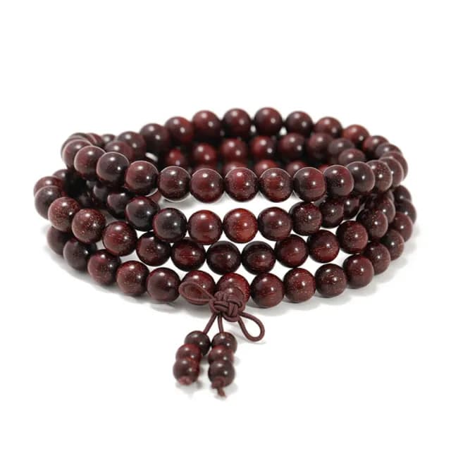【文玩念珠】印度小葉紫檀木108顆手串(開運飾品 佛珠手鏈 項鍊 血檀木 手珠 檀香 平安 護身符 阿彌陀佛)